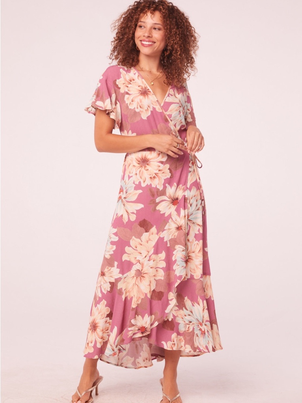 Blossom Wrap Maxi Dress in Dusty Rose